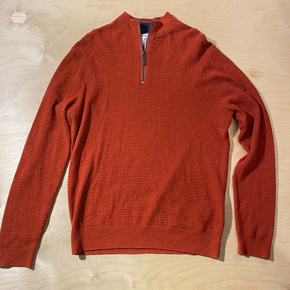JoS.A. Bank Men's Orange Half-Zip Sweater Large (MR)